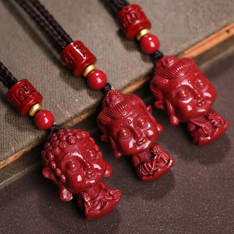 Chinese Zodiac Natal mystic zen Natural Cinnabar Amulet Keep Away Evil Spirits Necklace Pendant