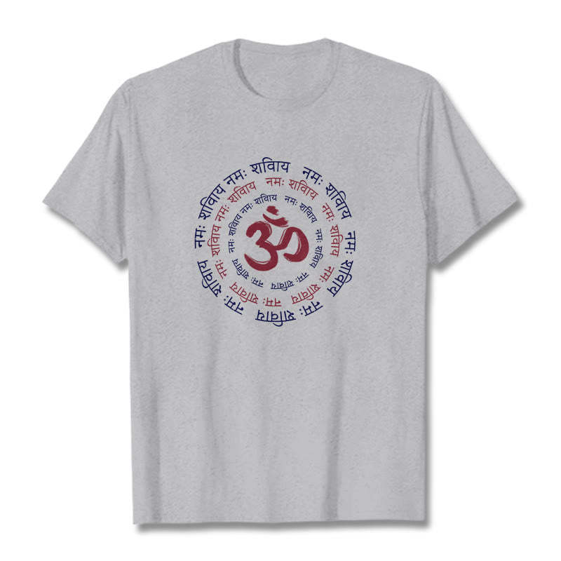 OM Mantra Character Sanskrit Cotton Tee T-shirt