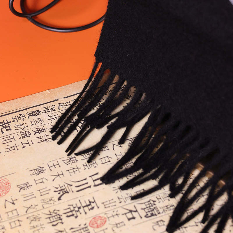 Wool Shawl Bamboo Leaf Embroidery Tassel Winter Cozy Travel Scarf Wrap
