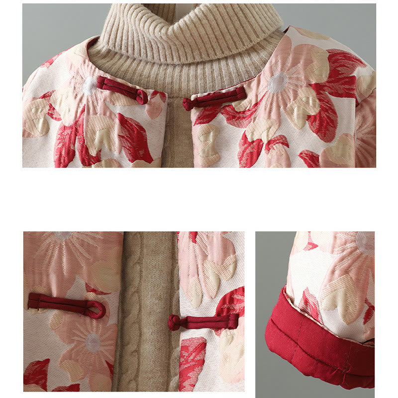Casual Embroidery Frog-button Turtleneck Cotton Linen Women's Jacket Shirts Clothing