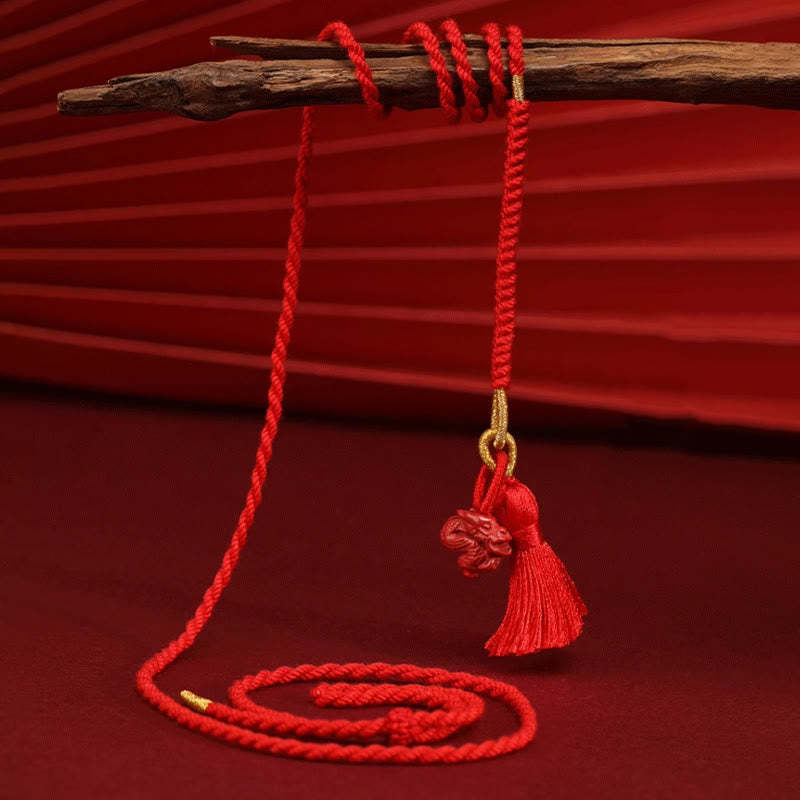 Natural Cinnabar Dragon Blessing Red String Belly Chain