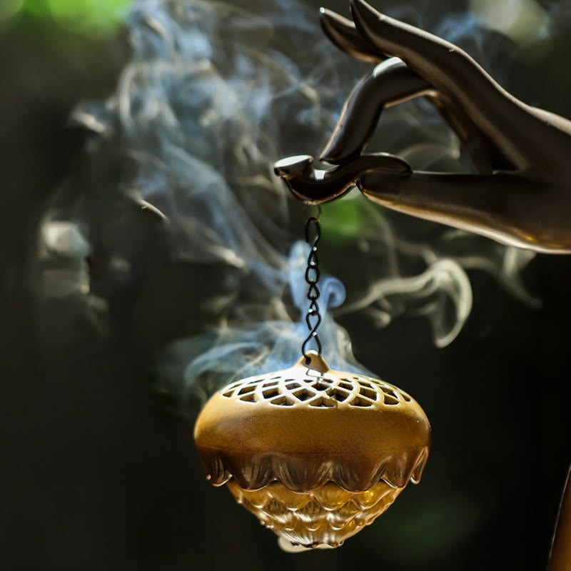 Led mystic zen Hand Backflow Smoke Fountain Healing Ceramic Stick Incense Burner Decoration