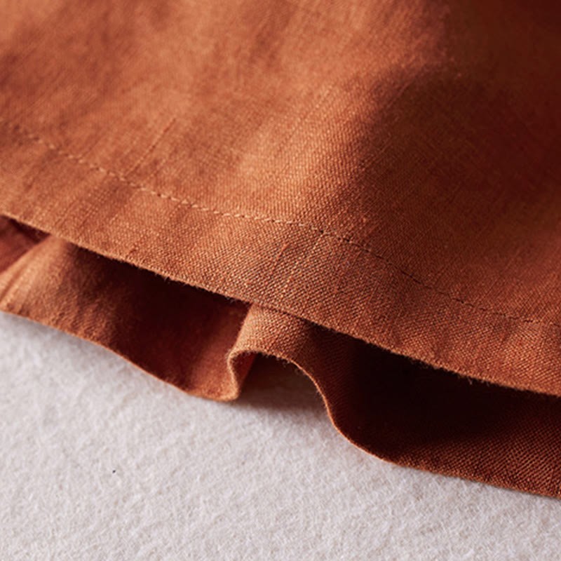 Summer Daily Simple Wrinkle Design Cotton Linen Women's Shorts With Pockets