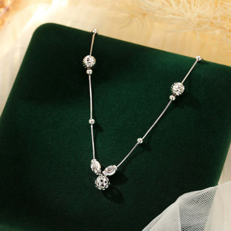 925 Sterling Silver Simple Bell Bead Blessing Anklet