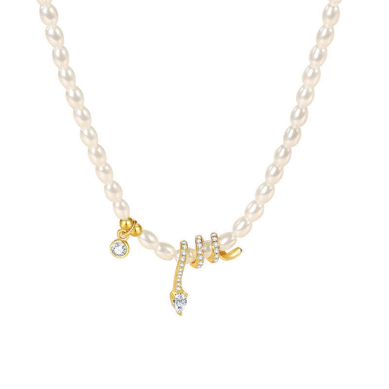925 Sterling Silver Year Of The Snake Pearl Bracelet Necklace Pendant