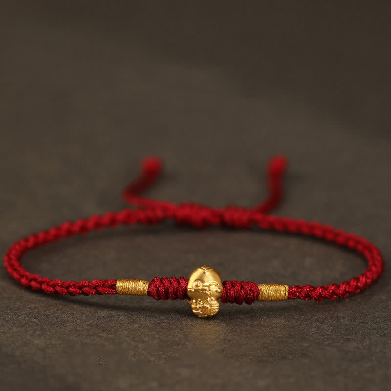 999 Gold Year of the Snake Handmade Fu Character Copper Coin Fortune Bracelet