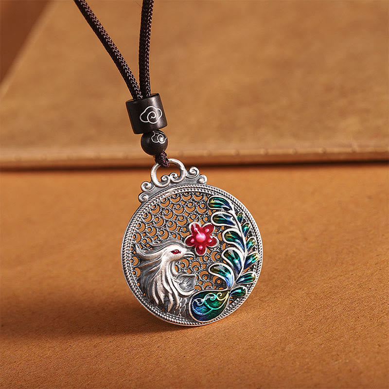 990 Sterling Silver Phoenix Luck Protection Necklace Pendant