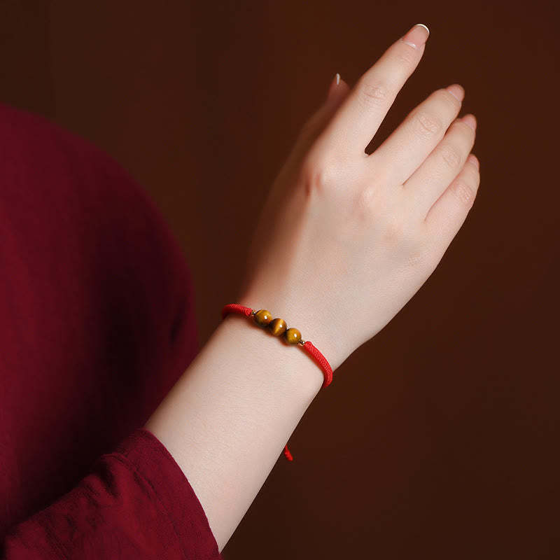 Handmade Tiger Eye Bead Luck Protection Rope Bracelet