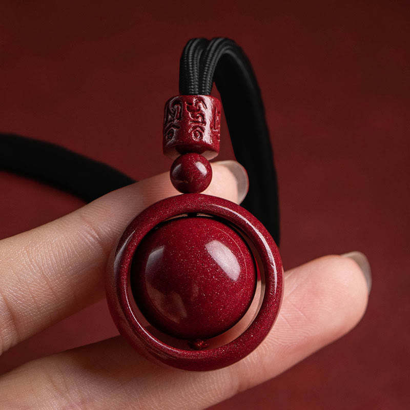 Cinnabar Om Mani Padme Hum PiXiu Blessing Lucky Bead Necklace Pendant