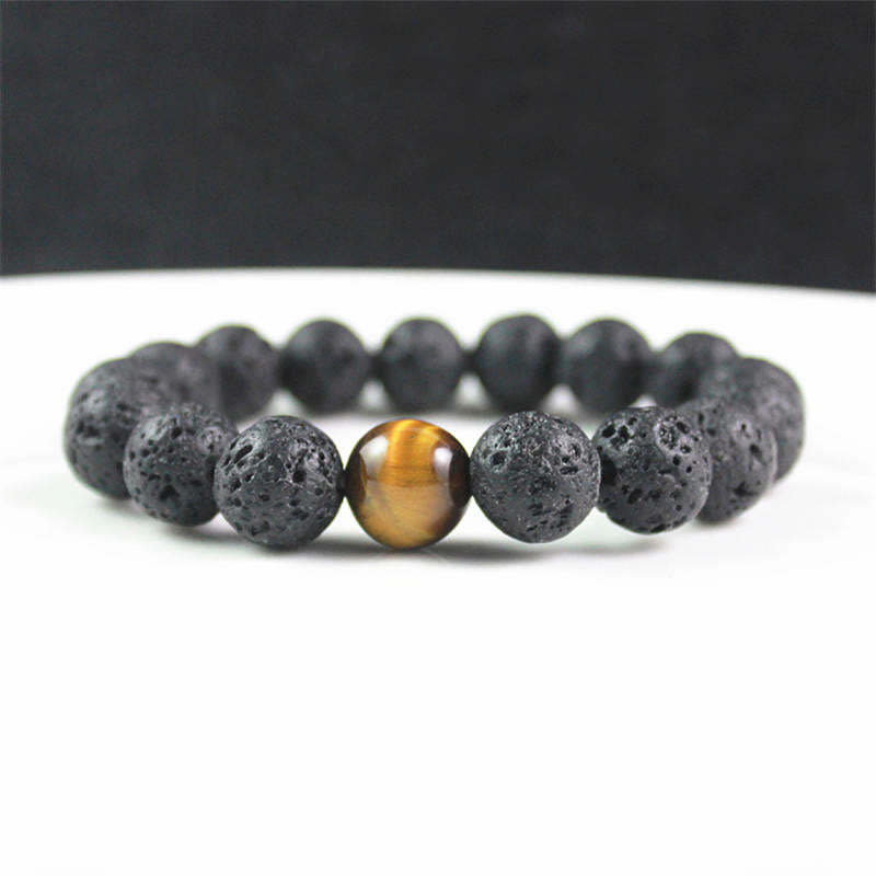 Lava Rock Tiger Eye Stone Peace Healing Bracelet