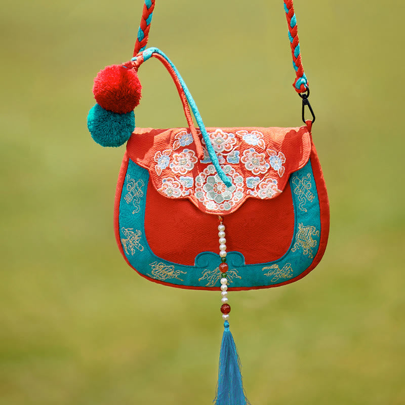 Ethnic Style Su Embroidery Journey Shopping Shoulder Bag Handbag Crossbody Bag
