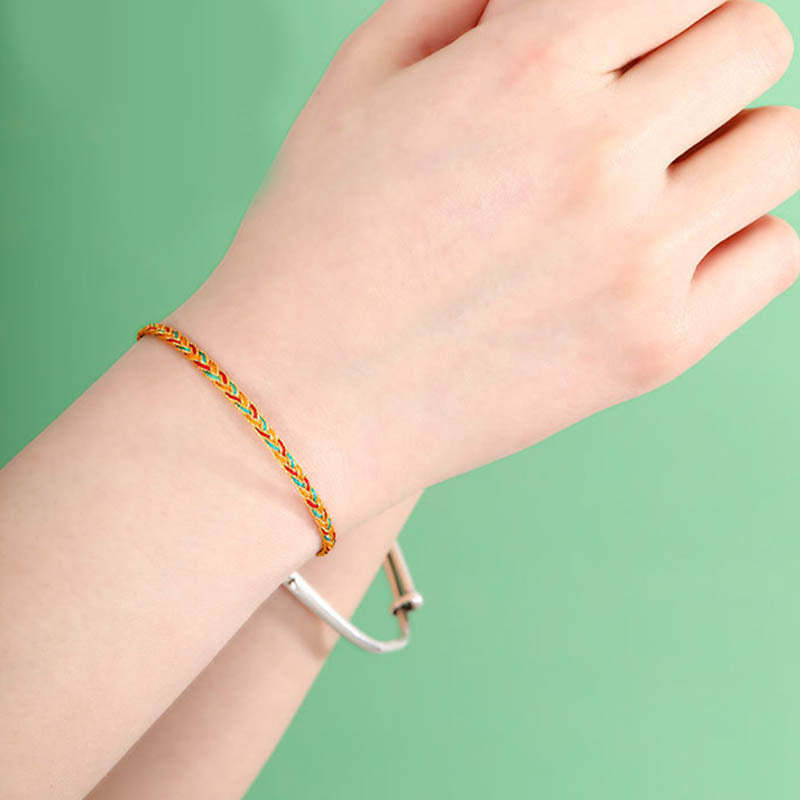 Handmade Multicolored Dragon Scale Pattern Braid String Bracelet