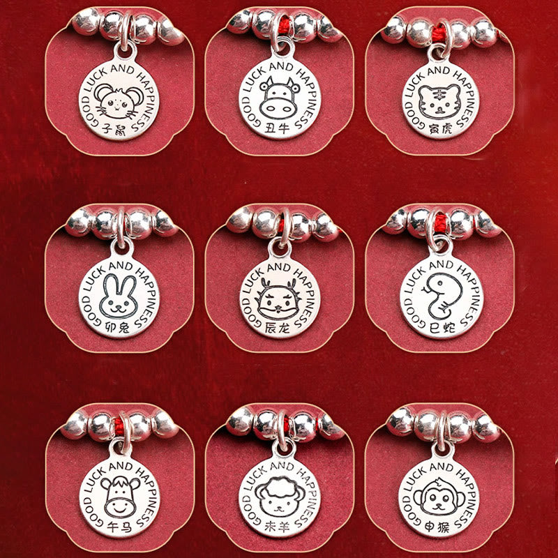 Chinese Zodiac Kid Red String 999 Sterling Silver Protection Bracelet