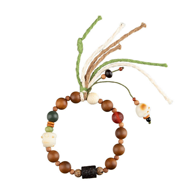 Lightning Strike Wood Bodhi Seed Cat Paw Claw Auspiciousness Protection Tassel Bracelet