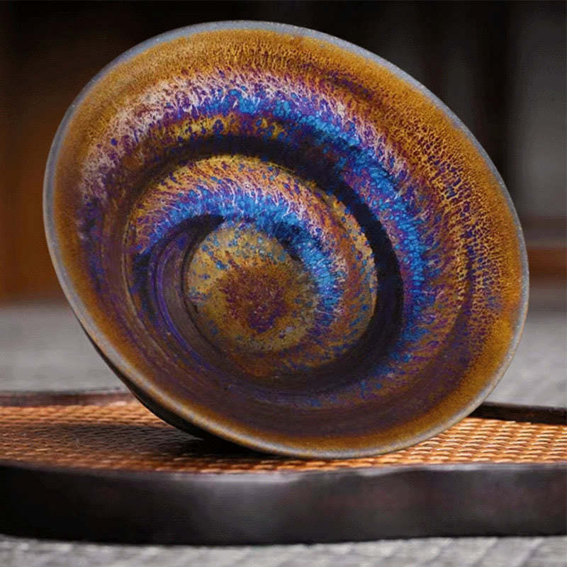 Chinese Jianzhan Colorful Milky Way Glaze Ceramic Teacup Tenmoku Kung Fu Tea Cup