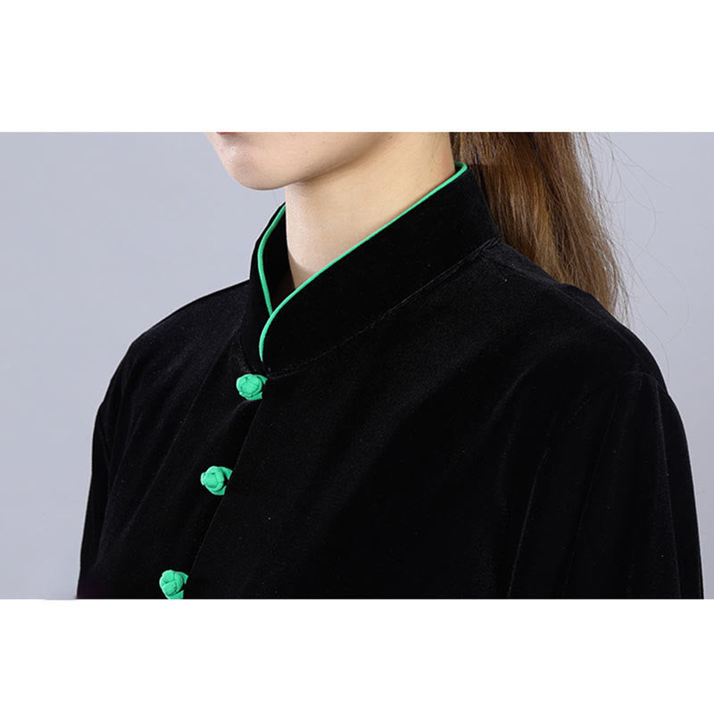 2Pcs Fall Winter Tai Chi Meditation Qigong Zen Practice Unisex Velour Plush Clothing Set