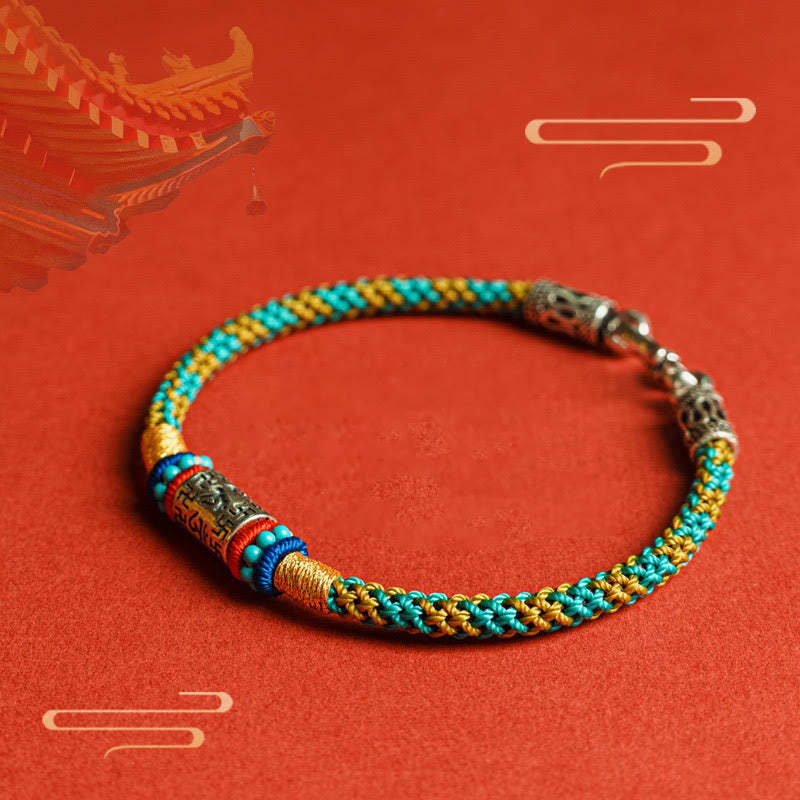 Colorful String Six True Words 925 Silver Focus Bracelet