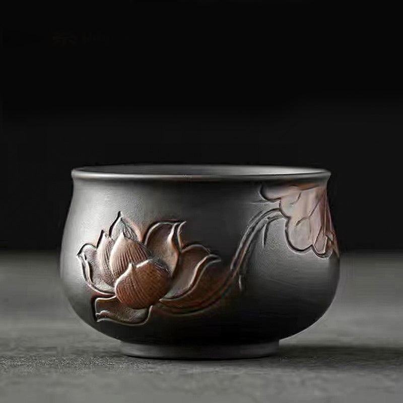 Lotus Leaf Flower Landscape Dragon Bamboo Ceramic Teacup Kung Fu Tea Cup Bowl