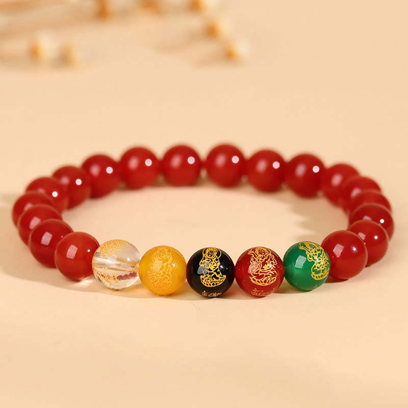 Five Elements Various Agate Jambhala Luck Bracelet