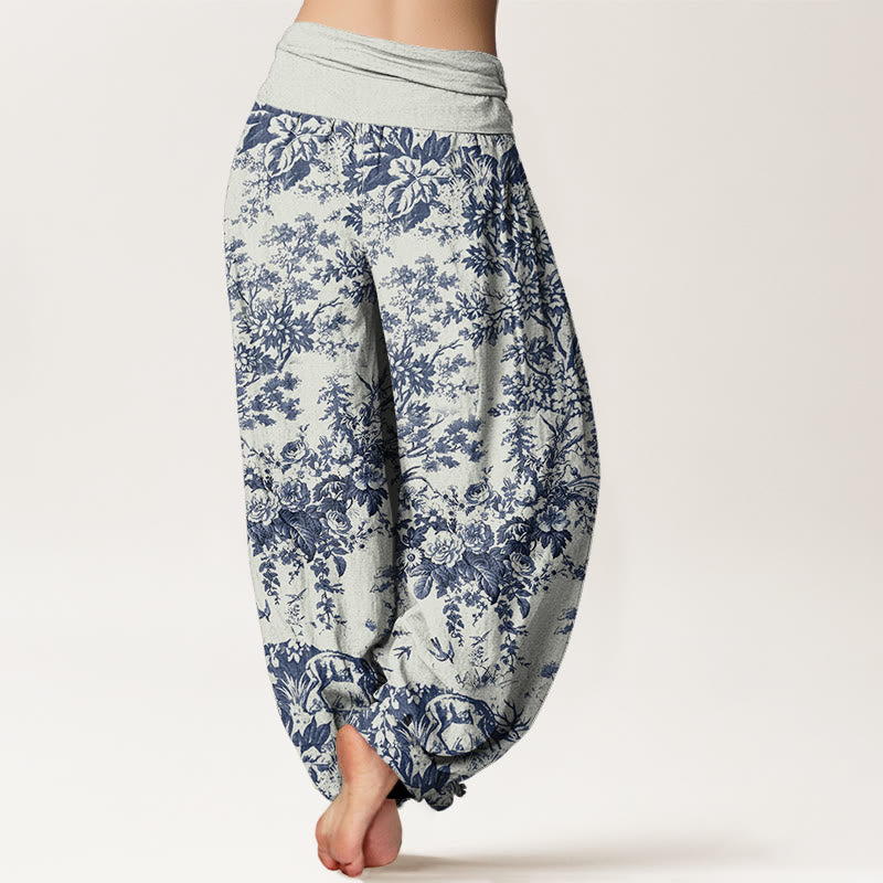 Casual Rocky Floral Pattern Women's Elastic Waist Harem Pants