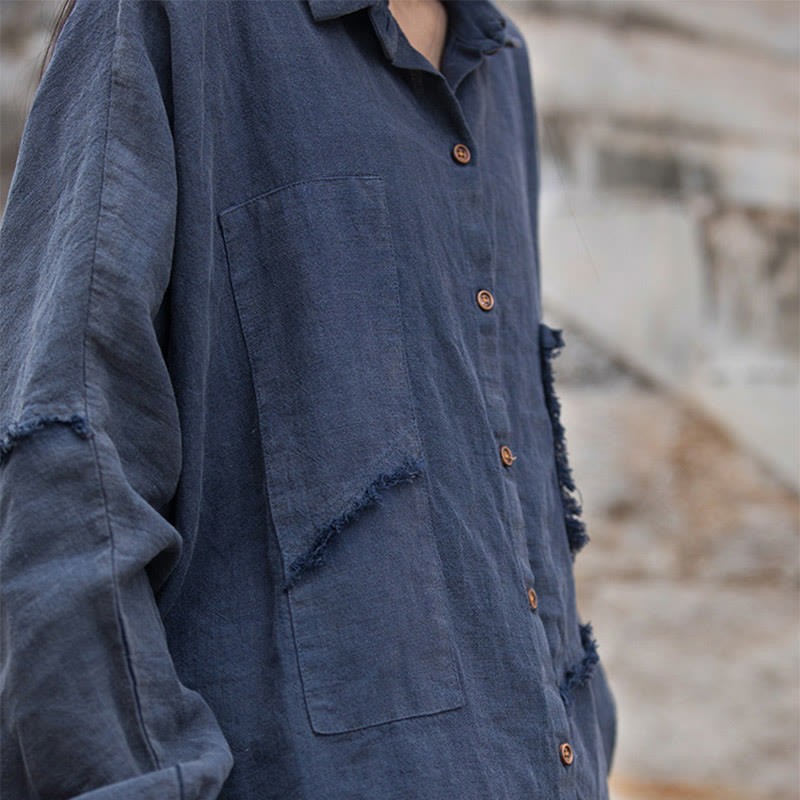 Irregular Splice Ramie Cotton Clothing