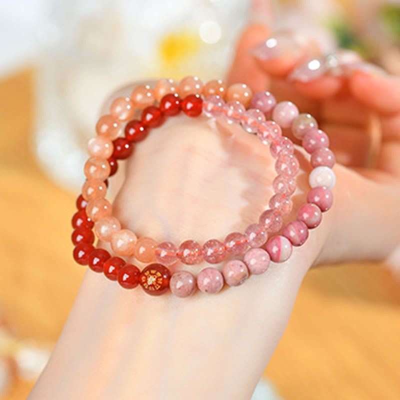 Five Elements Various Agate Crystal Chalcedony White Crystal White Agate Luck Bracelet