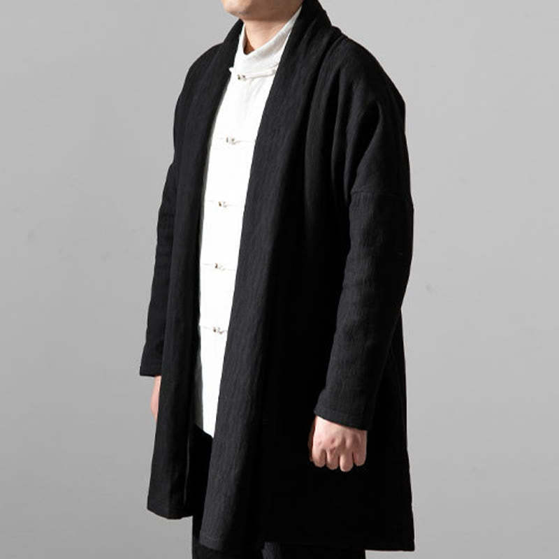 Fall Simple Cotton Fleece Lined Men's Mid-length Coat Clothing