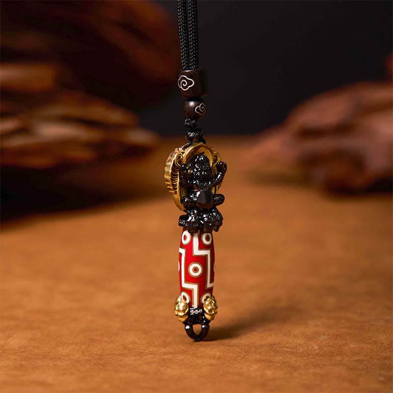 Tibet Om Mani Padme Hum Dzi Bead Skull Wisdom Necklace Pendant