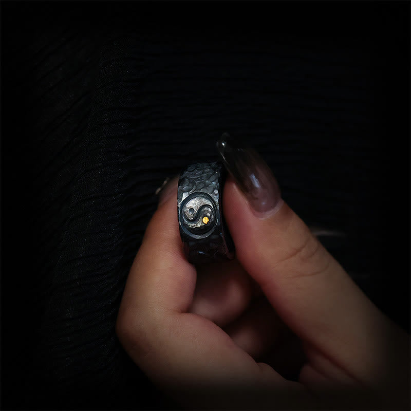 999 Sterling Silver Yin Yang Balance Ring