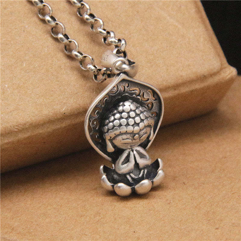 999 Sterling Silver Meditation mystic zen Lotus Serenity Necklace Pendant