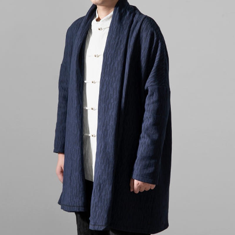 Fall Simple Cotton Fleece Lined Men's Mid-length Coat Clothing