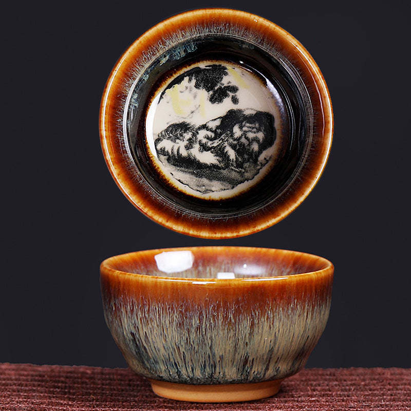 12 Chinese Zodiac Pattern Ceramic Teacup Kung Fu Jian Chinese Zhan Tea Cup 73ml