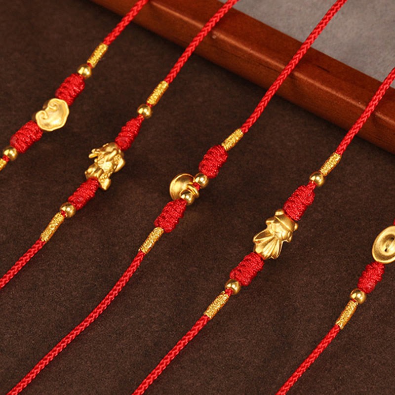 mystic zen Stone 999 Solid Gold Red String Belly Chain