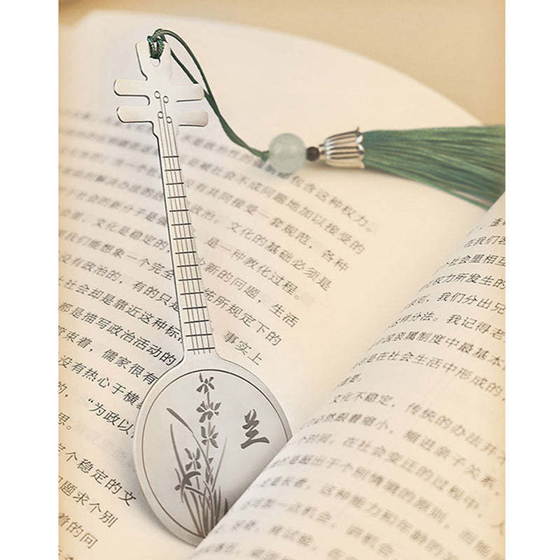 Classical Musical Instruments Pipa Guzheng Guqin Ruan Metal Bookmarks Tassel With Gift Box