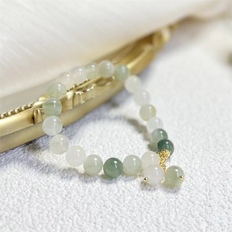 Natural Gradient Jade Abundance Luck Bead Charm Bracelet