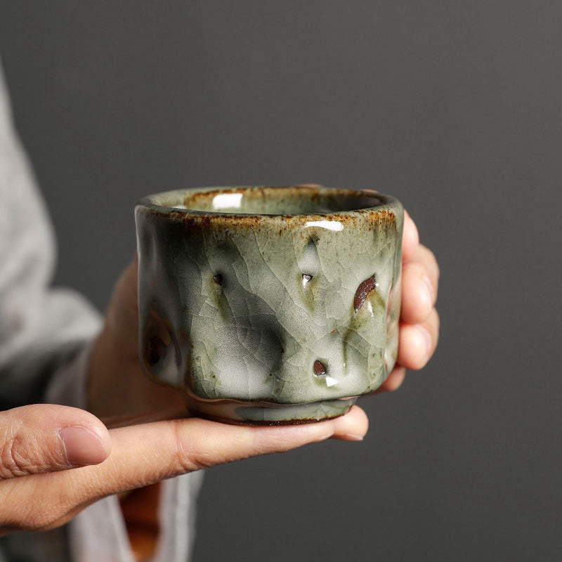 Handcrafted Simple Cracked Ice Texture Chinese Jianzhan Ceramic Teacup Kung Fu Tea Cup
