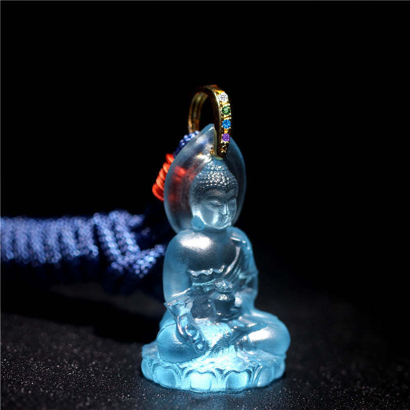 Blue Tathagata mystic zen Medicine mystic zen Liuli Crystal Serenity Amulet Necklace Pendant