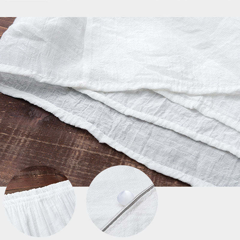 2Pcs Simple Design White Top Pants Meditation Yoga Zen Tai Chi Cotton Linen Clothing Women's Set