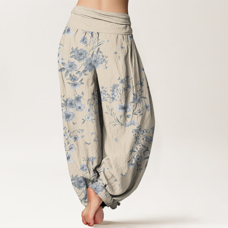Summer Bohemian Floral Pattern Women's Elastic Waist Harem Pants