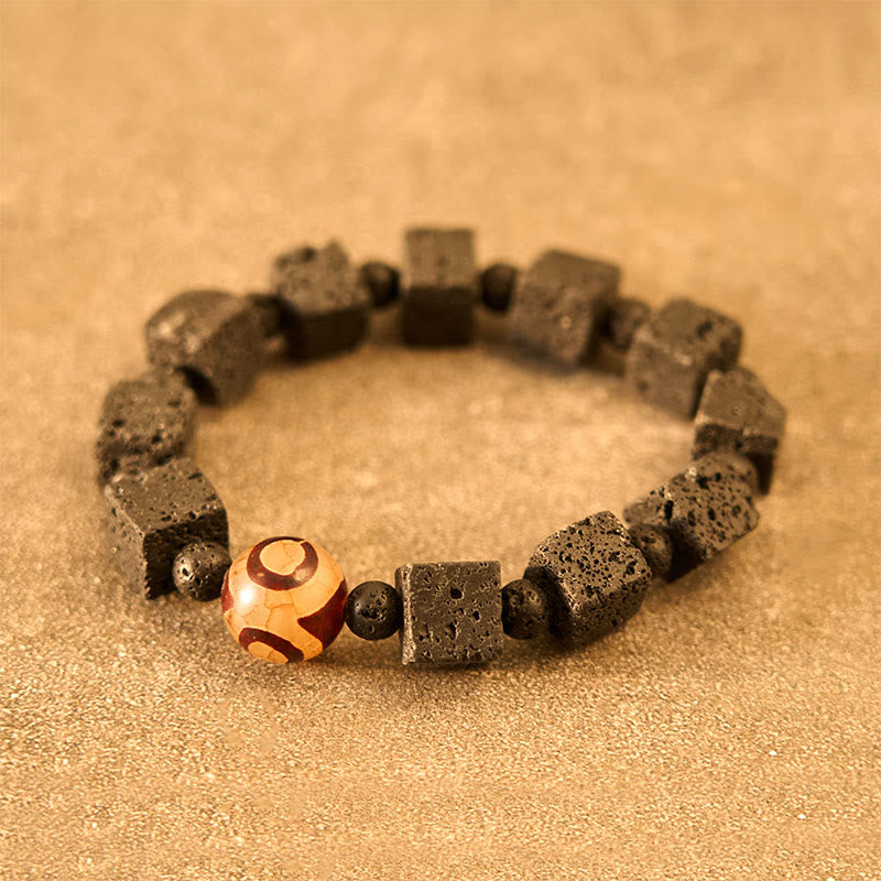 Lava Rock Dzi Bead Healing Bracelet