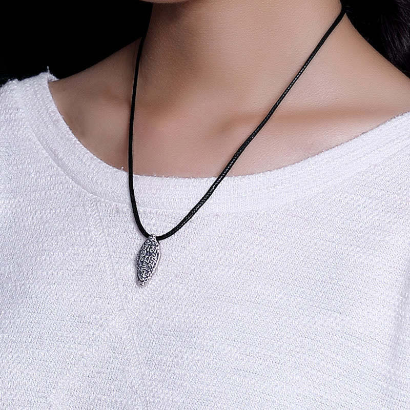 Tibetan 925 Sterling Silver Om Mani Padme Hum Dorje Vajra Engraved Strength Necklace Pendant