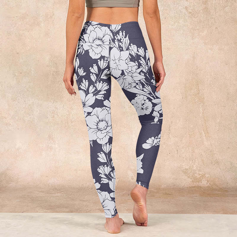 Flowers Blossom Print Sports Fitness Leggings Women's Yoga Pants