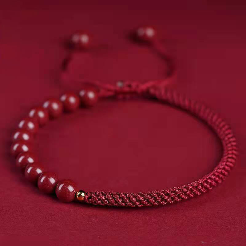 Natural Cinnabar King Kong Knot Blessing String Bracelet