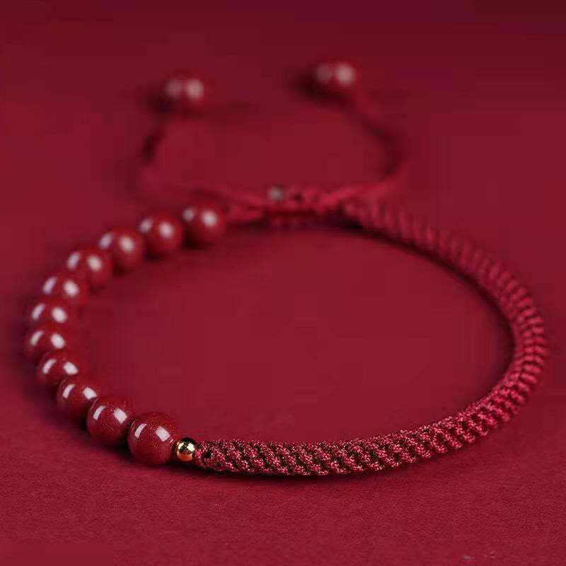Natural Cinnabar King Kong Knot Blessing String Bracelet
