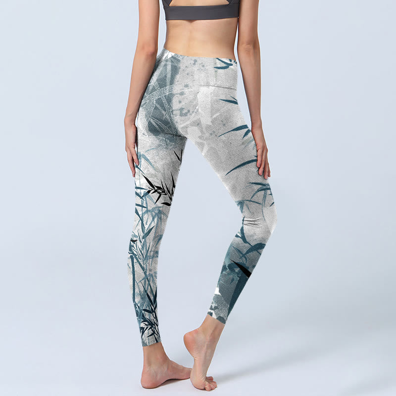 Bamboo Print Gym Leggings Women's Yoga Pants