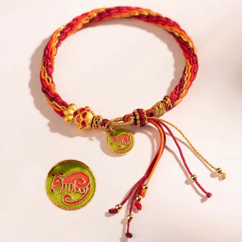 Chinese Zodiac Handmade Koi Fish String Protection Reincarnation Knot Braid Bracelet