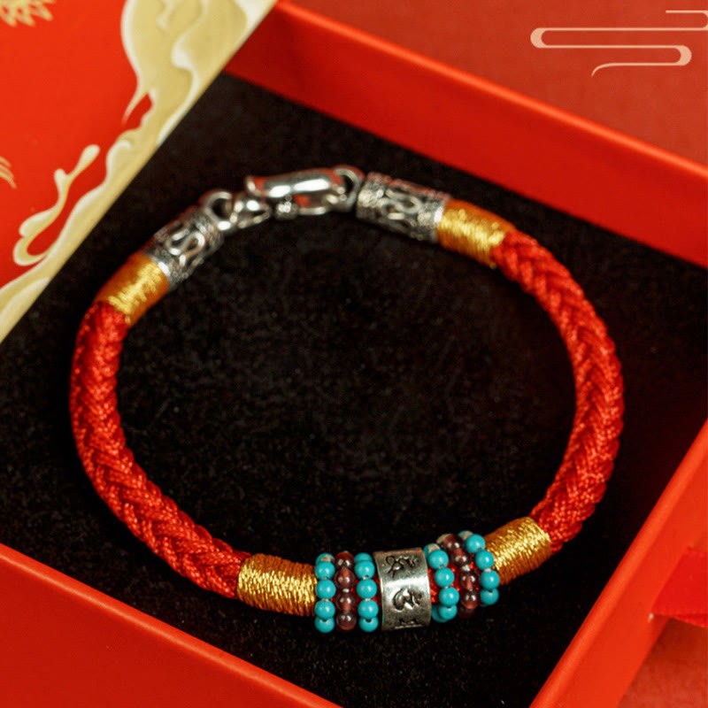 Red String Black String Six True Words 925 Sterling Silver Connection Bracelet