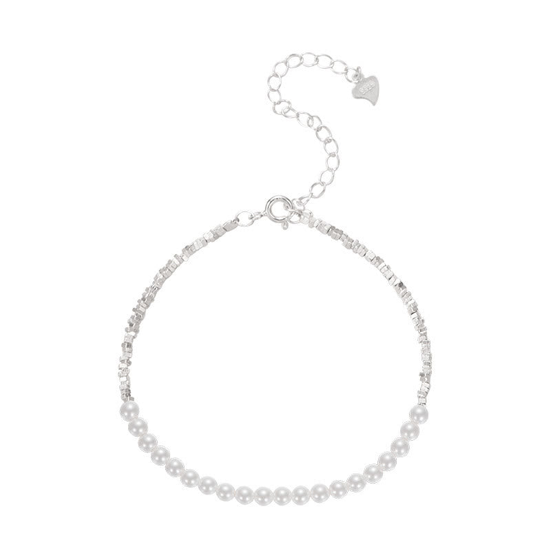 925 Sterling Silver Pearl Beads Protection Anklet