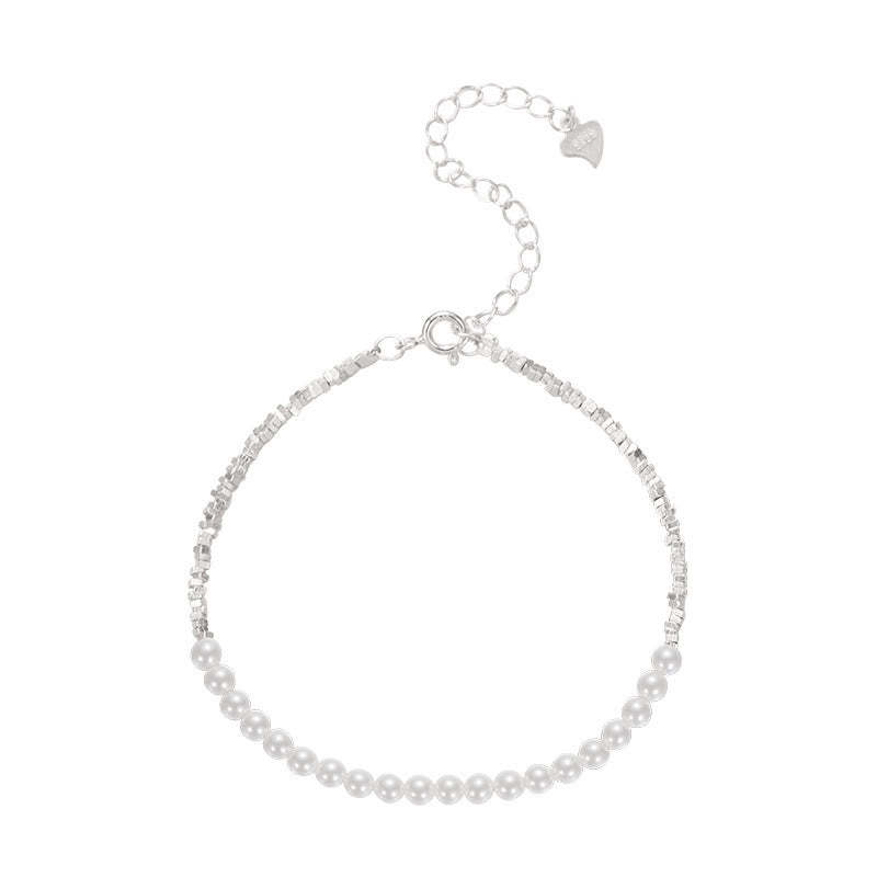 925 Sterling Silver Pearl Beads Protection Anklet