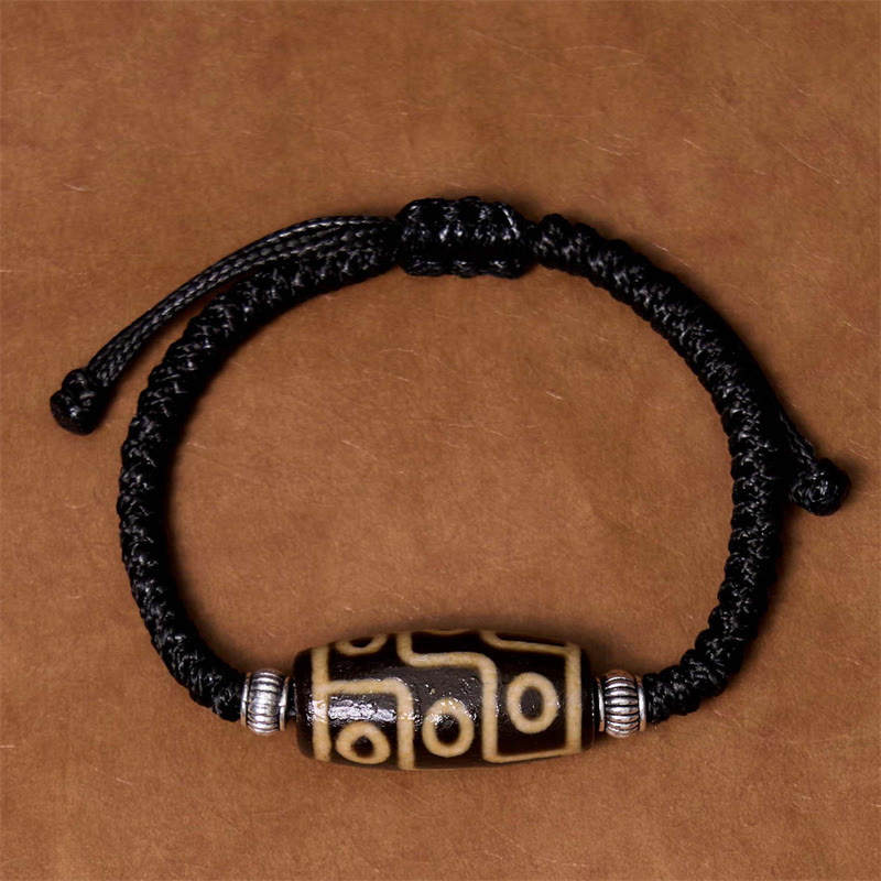 Tibetan Nine-Eye Dzi Bead Three-eyed Dzi Bead Wealth Protection Rope Bracelet